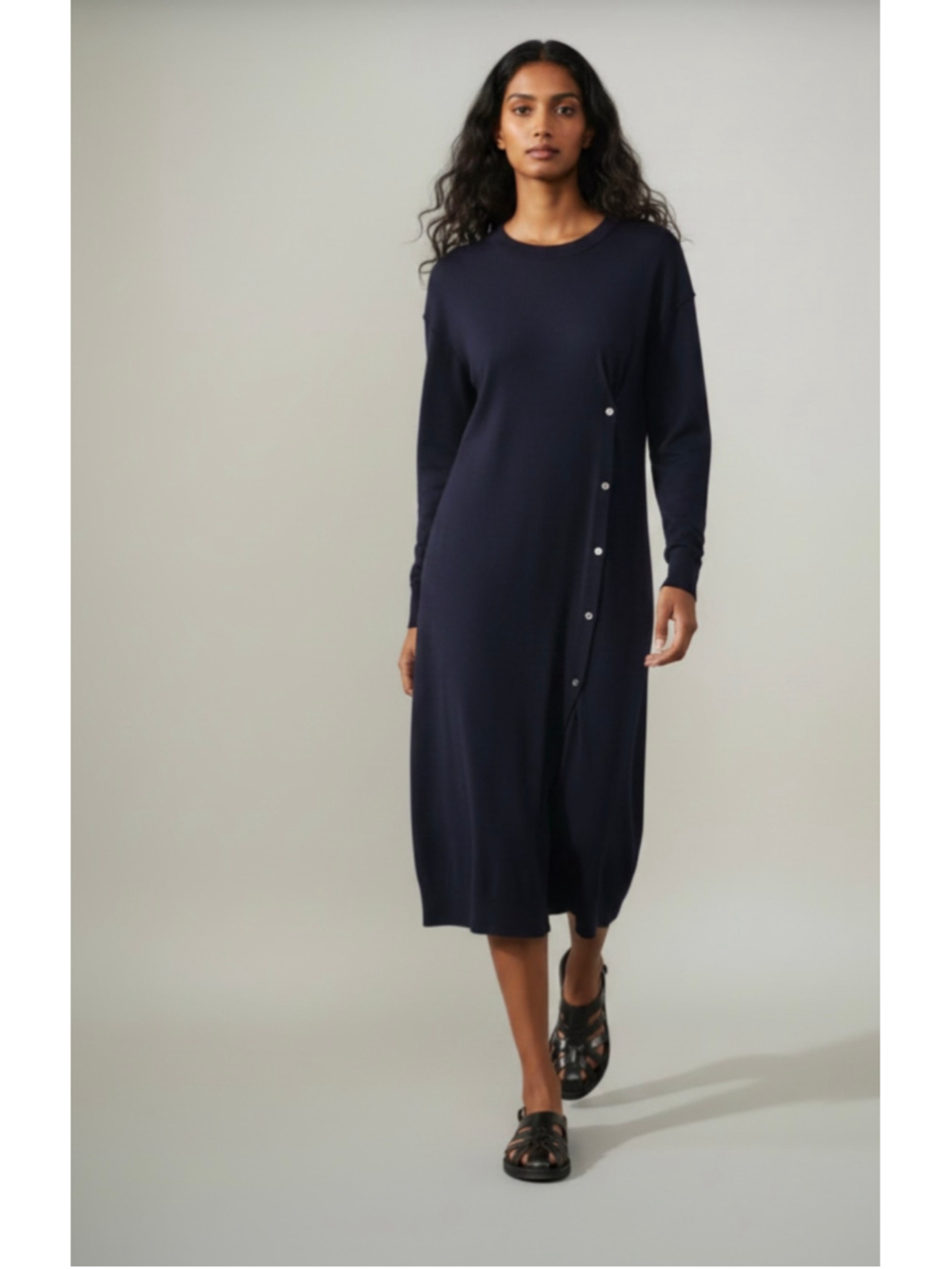 Zara New Wool Blend Sweater Midi Dress